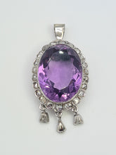 Load image into Gallery viewer, A9031: Antique : Edwardian 14ct Gold Amethyst Rose Cut Diamonds Pendant- Exceptional
