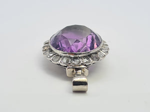 A9031: Antique : Edwardian 14ct Gold Amethyst Rose Cut Diamonds Pendant- Exceptional