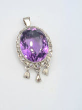 Load image into Gallery viewer, A9031: Antique : Edwardian 14ct Gold Amethyst Rose Cut Diamonds Pendant- Exceptional
