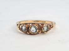 Load image into Gallery viewer, A8061: Antique, 9ct Gold Boat Shaped Aquamarines Trilogy Ring- ancient..would work well as stacker
