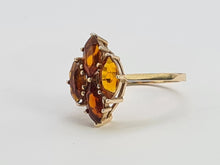 Load image into Gallery viewer, 8070: Vintage: (1970): Majestic 9ct Gold Marquise Cut Orange Citrines Cocktail Ring- mature, rich hues
