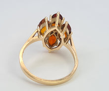 Load image into Gallery viewer, 8070: Vintage: (1970): Majestic 9ct Gold Marquise Cut Orange Citrines Cocktail Ring- mature, rich hues
