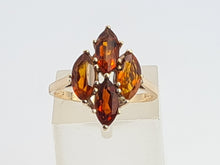 Load image into Gallery viewer, 8070: Vintage: (1970): Majestic 9ct Gold Marquise Cut Orange Citrines Cocktail Ring- mature, rich hues
