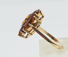 Load image into Gallery viewer, 8070: Vintage: (1970): Majestic 9ct Gold Marquise Cut Orange Citrines Cocktail Ring- mature, rich hues
