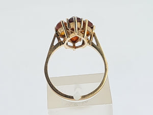 8070: Vintage: (1970): Majestic 9ct Gold Marquise Cut Orange Citrines Cocktail Ring- mature, rich hues