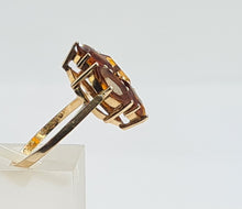 Load image into Gallery viewer, 8070: Vintage: (1970): Majestic 9ct Gold Marquise Cut Orange Citrines Cocktail Ring- mature, rich hues
