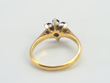 Load image into Gallery viewer, 8032: Vintage: Petite 18ct Gold French Blue Sapphires Diamond Flower Head Ring- lovely
