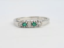 Load image into Gallery viewer, A8033: Vintage: (1982) 18ct White Gold Emeralds Diamonds Stacker/Dress Ring-crisp, clean, eye candy
