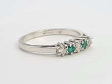 Load image into Gallery viewer, A8033: Vintage: (1982) 18ct White Gold Emeralds Diamonds Stacker/Dress Ring-crisp, clean, eye candy
