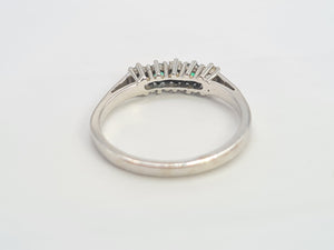 A8033: Vintage: (1982) 18ct White Gold Emeralds Diamonds Stacker/Dress Ring-crisp, clean, eye candy