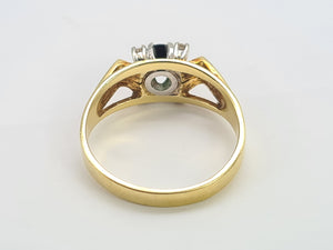 A8036: Vintage 14ct Gold Art Deco Style Emerald Diamonds Cocktail Ring- dramatic beauty