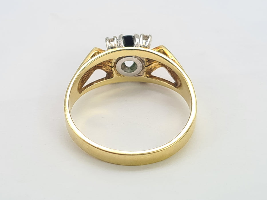 6222 Vintage 14ct Gold Art Deco Style Tourmaline Diamonds Cocktail Ring