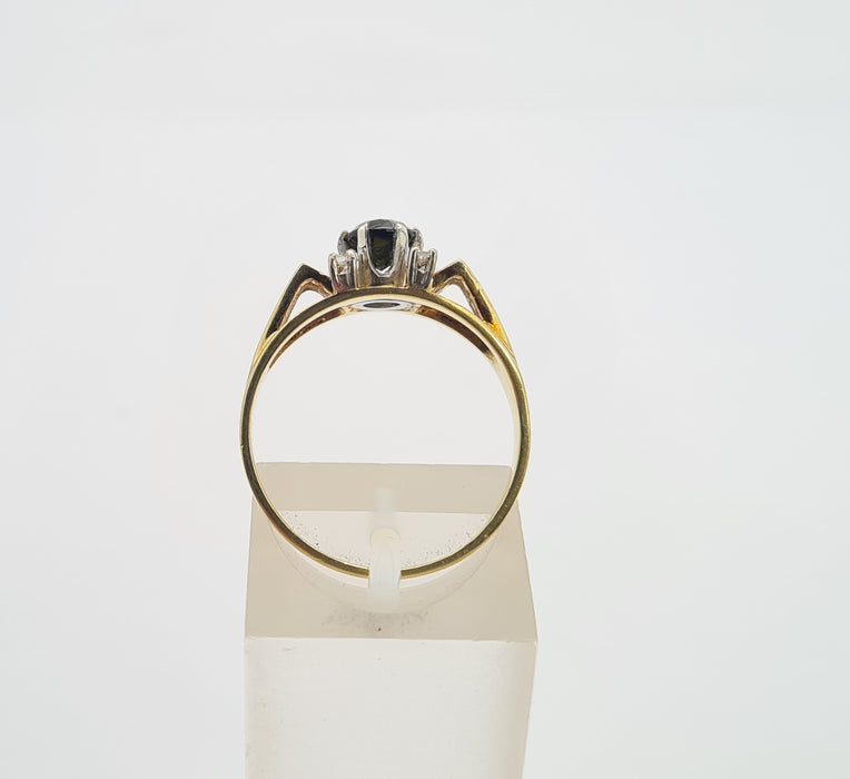 6222 Vintage 14ct Gold Art Deco Style Tourmaline Diamonds Cocktail Ring