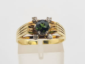 A8036: Vintage 14ct Gold Art Deco Style Emerald Diamonds Cocktail Ring- dramatic beauty