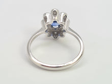 Load image into Gallery viewer, 8096: Vintage Exceptional: 18ct White Gold Ceylon Blue Sapphire Diamonds Cocktail Ring- the presence of beauty
