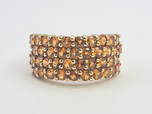 A8113: Vintage: Rare: 9ct Gold 40 Citrines Pave Set&nbsp; Cocktail Ring-Statement