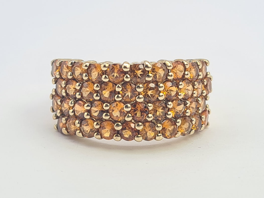 A8113: Vintage: Rare: 9ct Gold 40 Citrines Pave Set  Cocktail Ring-Statement