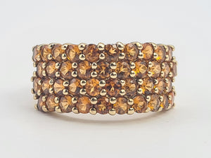 A8113: Vintage: Rare: 9ct Gold 40 Citrines Pave Set&nbsp; Cocktail Ring-Statement