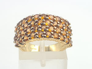 A8113: Vintage: Rare: 9ct Gold 40 Citrines Pave Set&nbsp; Cocktail Ring-Statement