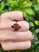 Load image into Gallery viewer, 8070: Vintage: (1970): Majestic 9ct Gold Marquise Cut Orange Citrines Cocktail Ring- mature, rich hues
