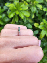 Load image into Gallery viewer, A8033: Vintage: (1982) 18ct White Gold Emeralds Diamonds Stacker/Dress Ring-crisp, clean, eye candy
