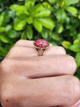 Load image into Gallery viewer, A8046: Vintage: (1970) Rare 9ct Gold cabochon Cut &quot;Carbuncle&quot; Red Agate Ring- FAB at 54!-
