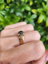 Load image into Gallery viewer, A8036: Vintage 14ct Gold Art Deco Style Emerald Diamonds Cocktail Ring- dramatic beauty
