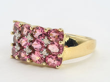 Load image into Gallery viewer, A8129: Vintage; Statement; 9ct Gold Pink Morganites Diamonds Cocktail Ring - total eye candy
