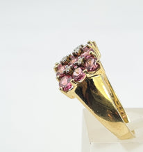 Load image into Gallery viewer, A8129: Vintage; Statement; 9ct Gold Pink Morganites Diamonds Cocktail Ring - total eye candy
