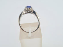 Load image into Gallery viewer, 8133: Vintage: 9crt White Gold Vibrant Blue Tanzanite 20 Diamonds Dress Ring- lovely combination
