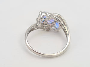 8138: Vintage: 9ct White Gold Mercury Topaz Trilogy Diamonds Ring- wonderful colours