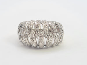 8148: Vintage: 9ct White Gold 28 Diamonds (1ct) Statement Cocktail Ring- sensational sparkle