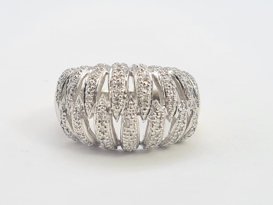 6116: Vintage: 9ct White Gold 28 Diamonds (1ct) Statement Cocktail Ring- spectacular