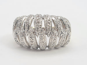 8148: Vintage: 9ct White Gold 28 Diamonds (1ct) Statement Cocktail Ring- sensational sparkle