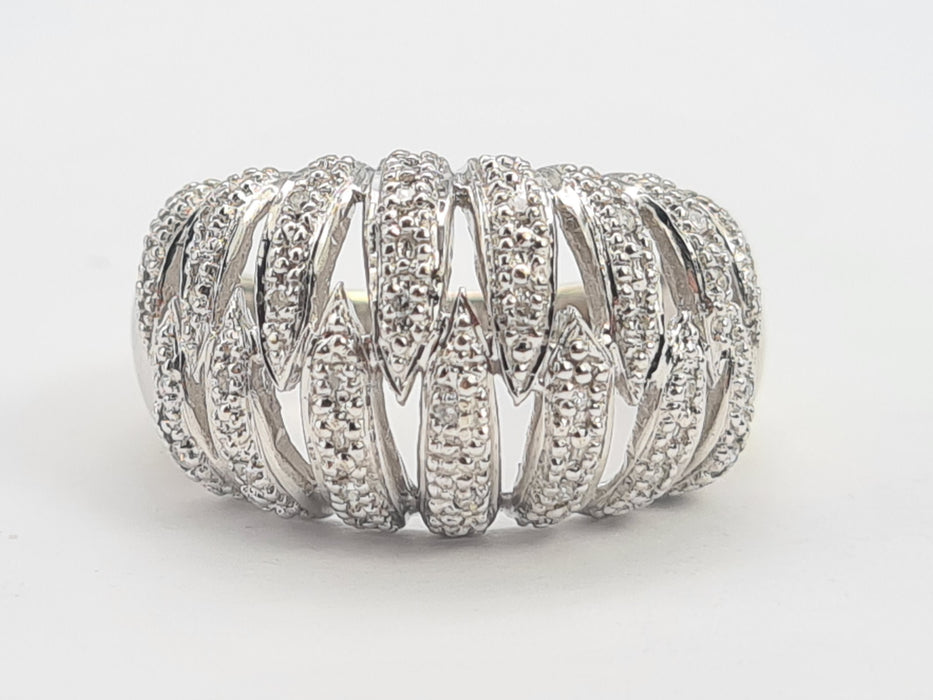 6116: Vintage: 9ct White Gold 28 Diamonds (1ct) Statement Cocktail Ring- spectacular