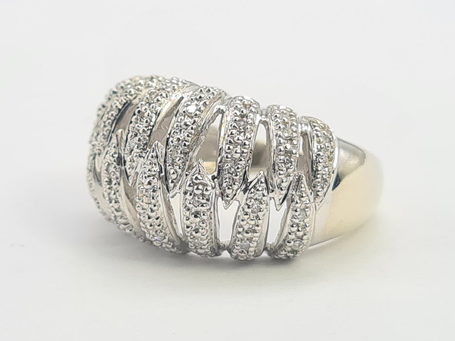 6116: Vintage: 9ct White Gold 28 Diamonds (1ct) Statement Cocktail Ring- spectacular