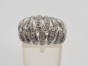 8148: Vintage: 9ct White Gold 28 Diamonds (1ct) Statement Cocktail Ring- sensational sparkle