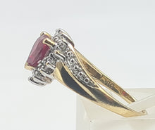 Load image into Gallery viewer, A8161: Vintage: 9ct Gold Heart Cut Ruby Diamonds Dress Ring- cute, sparkly, lovely combination
