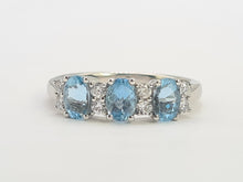 Load image into Gallery viewer, 8171: Vintage; Exquisite Platinum Aquamarines Diamonds Ring- The presence of beauty- a wonderful combination&nbsp;
