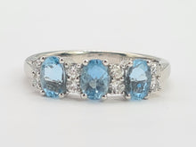 Load image into Gallery viewer, 8171: Vintage; Exquisite Platinum Aquamarines Diamonds Ring- The presence of beauty- a wonderful combination&nbsp;
