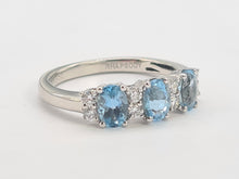 Load image into Gallery viewer, 8171: Vintage; Exquisite Platinum Aquamarines Diamonds Ring- The presence of beauty- a wonderful combination&nbsp;
