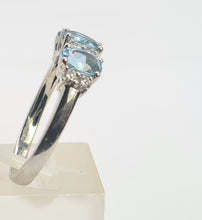 Load image into Gallery viewer, 8171: Vintage; Exquisite Platinum Aquamarines Diamonds Ring- The presence of beauty- a wonderful combination&nbsp;
