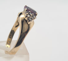 Load image into Gallery viewer, 8178: Vintage: 9ct Gold Pink Sapphire 12 Diamonds Dress Ring
