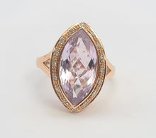 Load image into Gallery viewer, A8192: Vintage: 9ct Gold Lilac Amethyst Navette Set Cocktail Ring
