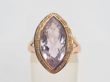 Load image into Gallery viewer, A8192: Vintage: 9ct Gold Lilac Amethyst Navette Set Cocktail Ring
