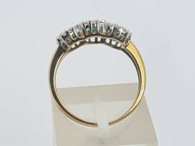 Load image into Gallery viewer, 8197: Vintage: 9ct Gold Green Diopsides 36 Diamonds Dress Ring-
