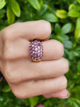 Load image into Gallery viewer, A8131:Vintage; Statement 9ct Gold 29 Pink Sapphires Cocktail Ring- fabulous, heavy
