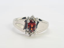 Load image into Gallery viewer, 8223: Vintage: Petite 9ct White Gold Almandine Garnet Diamonds Dress Ring
