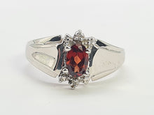 Load image into Gallery viewer, 8223: Vintage: Petite 9ct White Gold Almandine Garnet Diamonds Dress Ring
