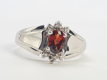 Load image into Gallery viewer, 8223: Vintage: Petite 9ct White Gold Almandine Garnet Diamonds Dress Ring
